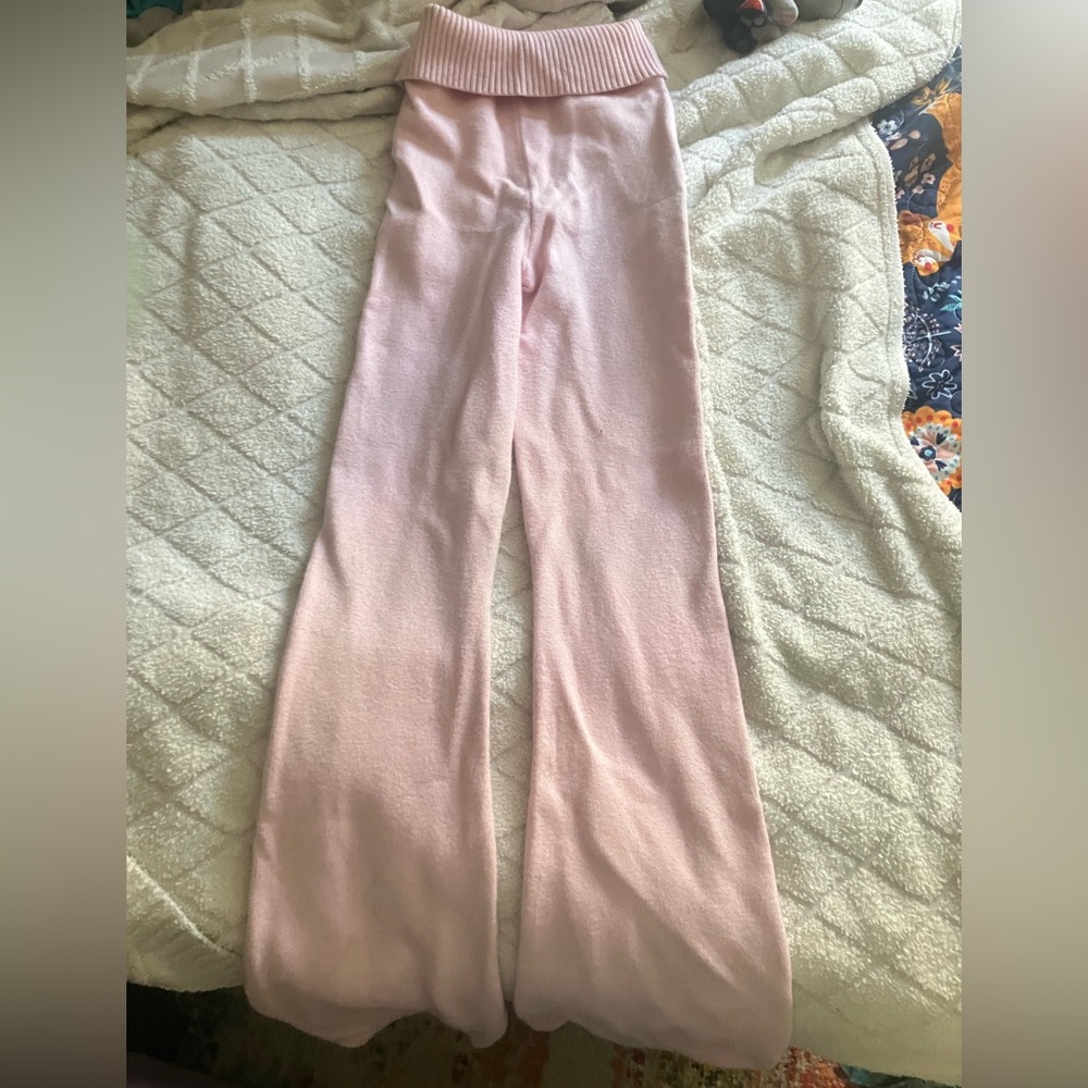 Harper Soft Pink Knit Flare Sweatpants